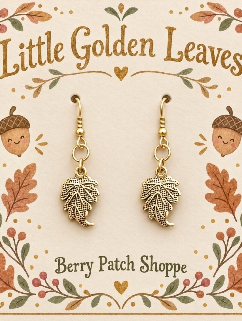Fall Thanksgiving Harvest Little Golden Leaves Dangle Drop Earrings [COPY]